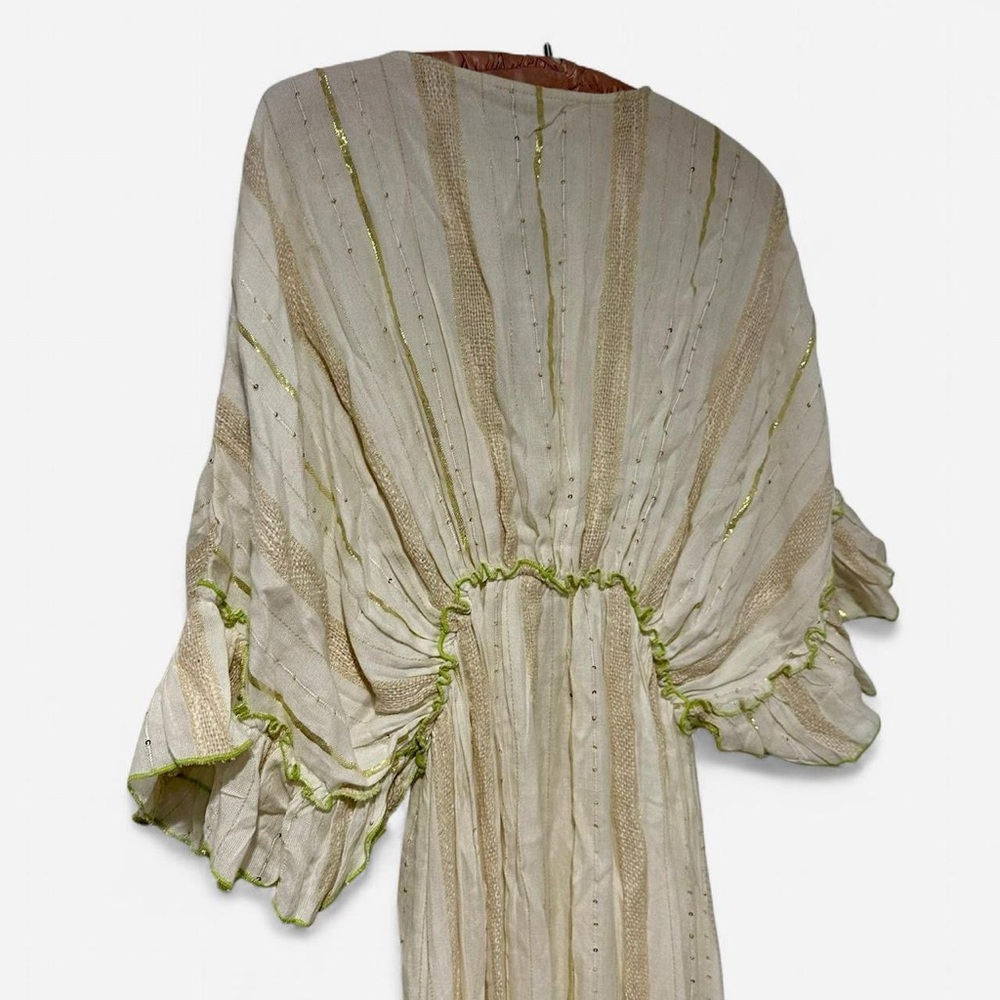 PALAK Boho Embroidered Beaded Cream Neon Detailed Maxi Dress One Size NWT - Picture 7 of 8